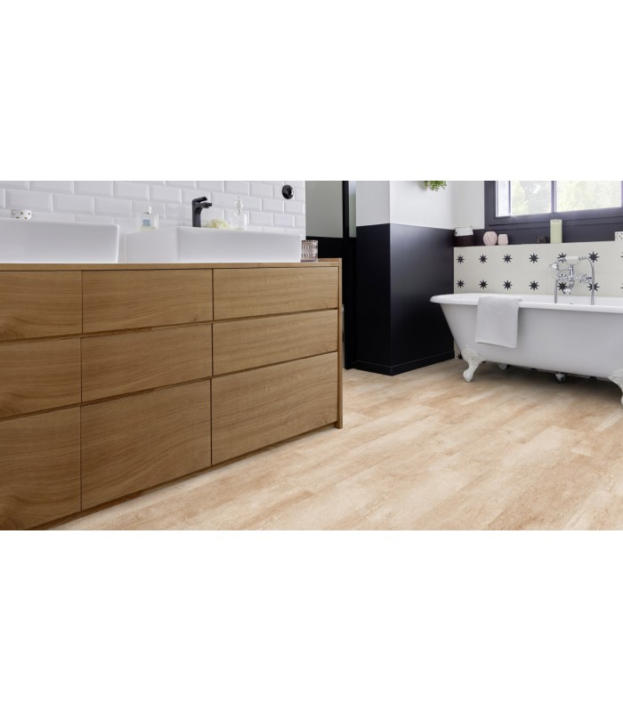 Dalle PVC sol Creation 40 Rigid Acoustic Salento Light Grey - 229 mm x 1250 mm