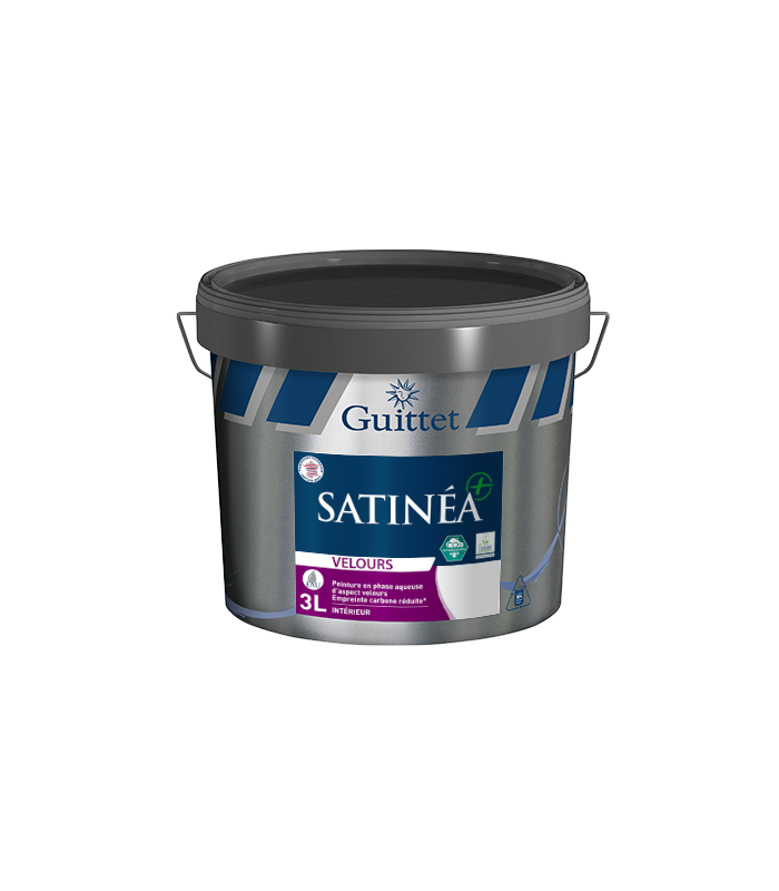 Peinture Satinea+ Velours Bas Carbone Guittet - Blanc et teinte