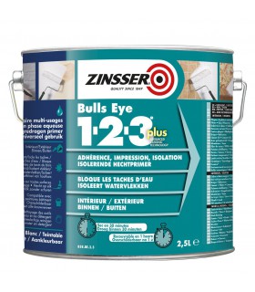 Primaire anti-taches avant peinture Zinsser Bulls Eye 1-2-3 Plus - Blanc Primaire anti-taches avant peinture Zinsser Bulls Eye 1-2-3 Plus - Blanc