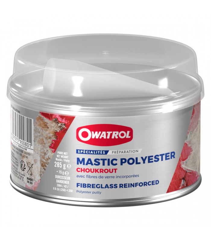 Owatrol Mastic Polyester Choukrout  avec Fibres de Verre incorporées - 300g