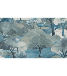 PAPIER PEINT INTISSE VIEW VERT BLEU - GENTLE - 10,05 X 0,53M