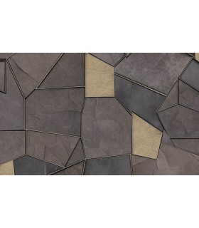 PAPIER PEINT INTISSE MOSAIQUE GRIS OR - ELLE DECORATION 4 - 10,05 X 0,53M