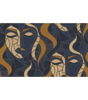 Papier Peint Intisse Moretta Visage Bleu - ELLE DECORATION 4 - 10,05 X 0,53M