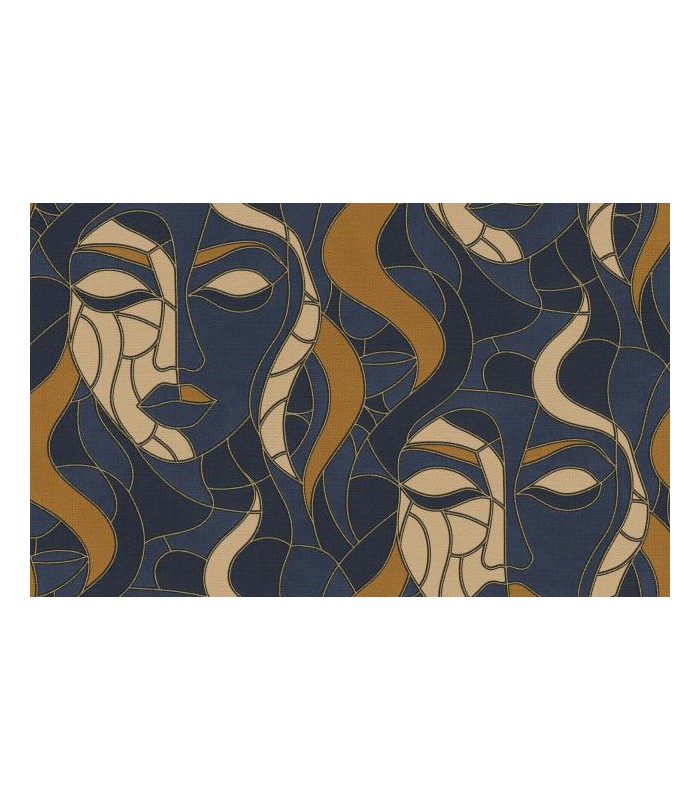 PAPIER PEINT INTISSE MORETTA VISAGE BLEU - ELLE DECORATION 4 - 10,05 X 0,53M