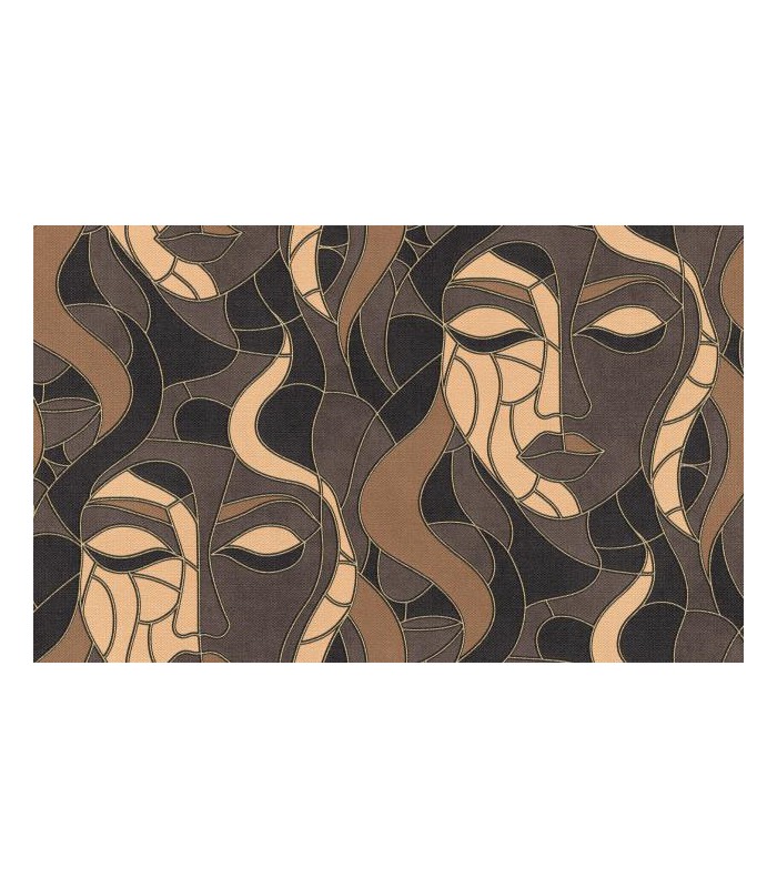 PAPIER PEINT INTISSE MORETTA VISAGE MARRON - ELLE DECORATION 4 - 10,05 X 0,53M