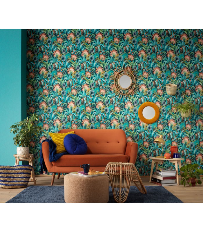 Papier peint Erismann, Collection Martinique - Intissé grainé, Décor : BAMBOU TON MARRON