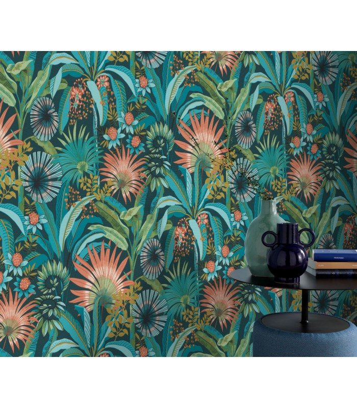 Papier peint Erismann, Collection Martinique - Intissé grainé, Décor : BAMBOU TON MARRON