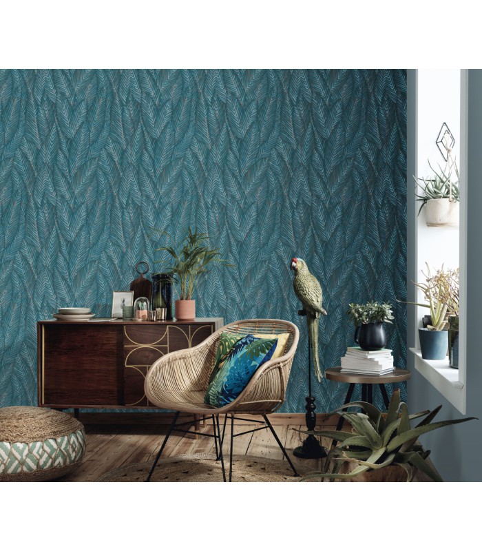 Papier peint Erismann, Collection Martinique - Intissé grainé, Décor : BAMBOU VERT CELADON