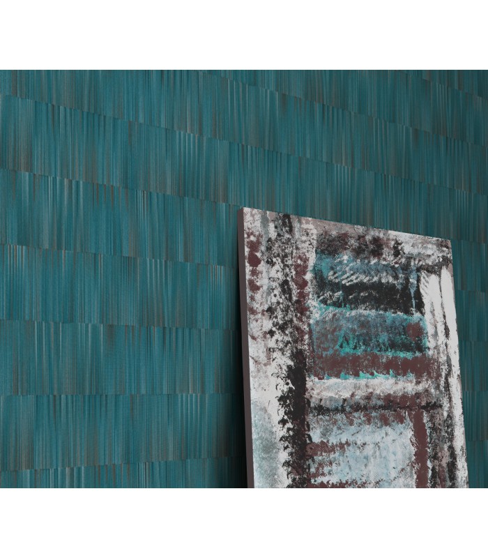 Papier peint Erismann, Collection Martinique - Intissé grainé, Décor : EXOTIC BLEU TURQUOISE