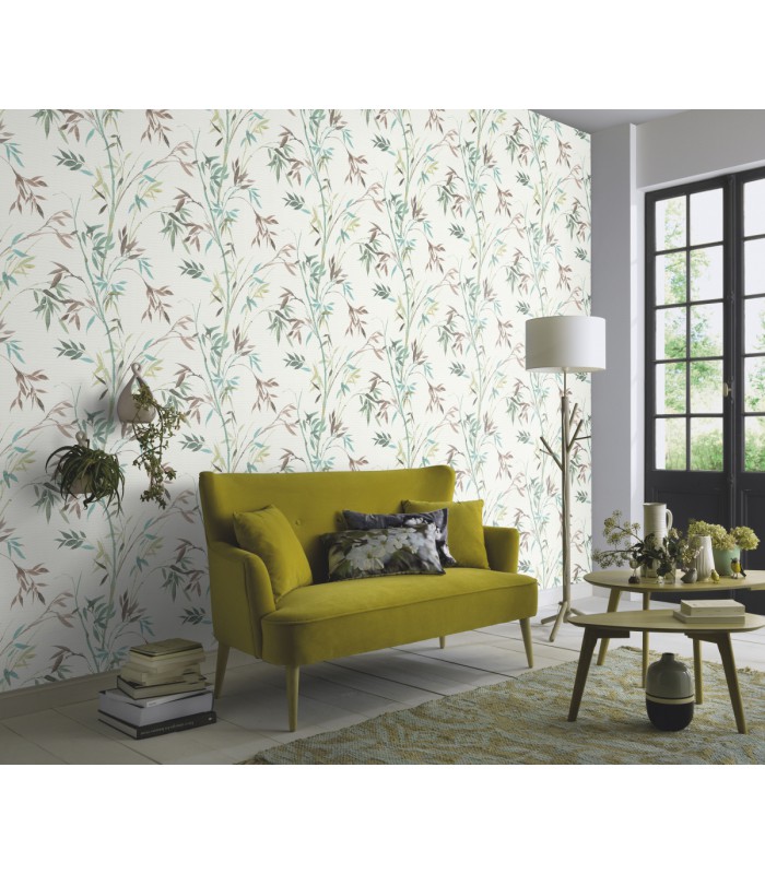 Papier peint Erismann, Collection Martinique - Intissé grainé, Décor : EXOTIC BLEU FONCE