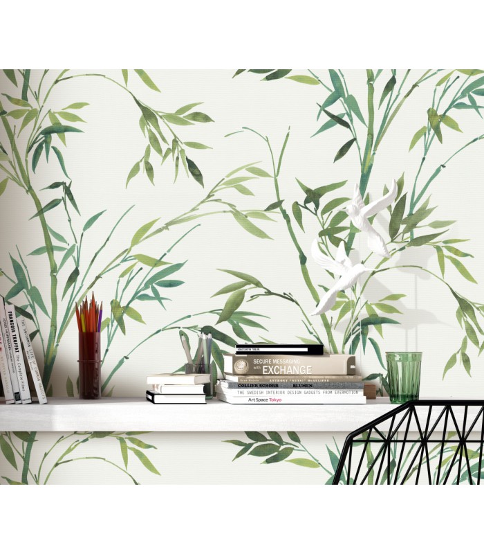Papier peint Erismann, Collection Martinique - Intissé grainé, Décor : HARMONY BLANC