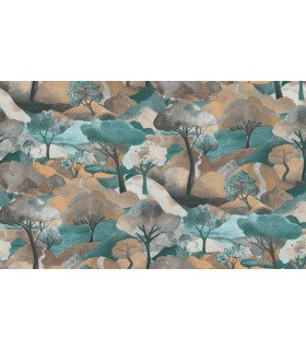 PAPIER PEINT INTISSE GR VIEW BLEU TERRACOTTA - GENTLE - 10 X 1,06M