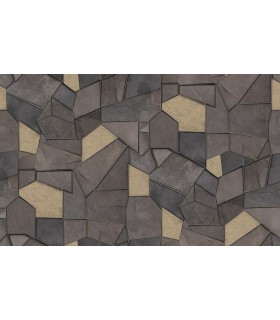 PAPIER PEINT INTISSE MOSAIQUE GRIS OR - ELLE DECORATION 4 - 10 X 1,06M
