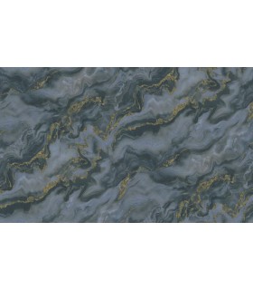 PAPIER PEINT INTISSE MYSTIC BLEU OR - ELLE DECORATION 4 - 10 X 1,06M