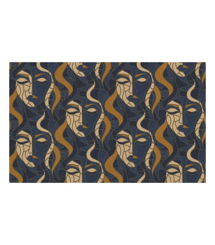PAPIER PEINT INTISSE MORETTA VISAGE BLEU - ELLE DECORATION 4 - 10 X 1,06M