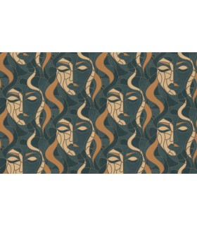 Papier Peint Intisse Moretta Visage Vert Eau - ELLE DECORATION 4 - 10 X 1,06M