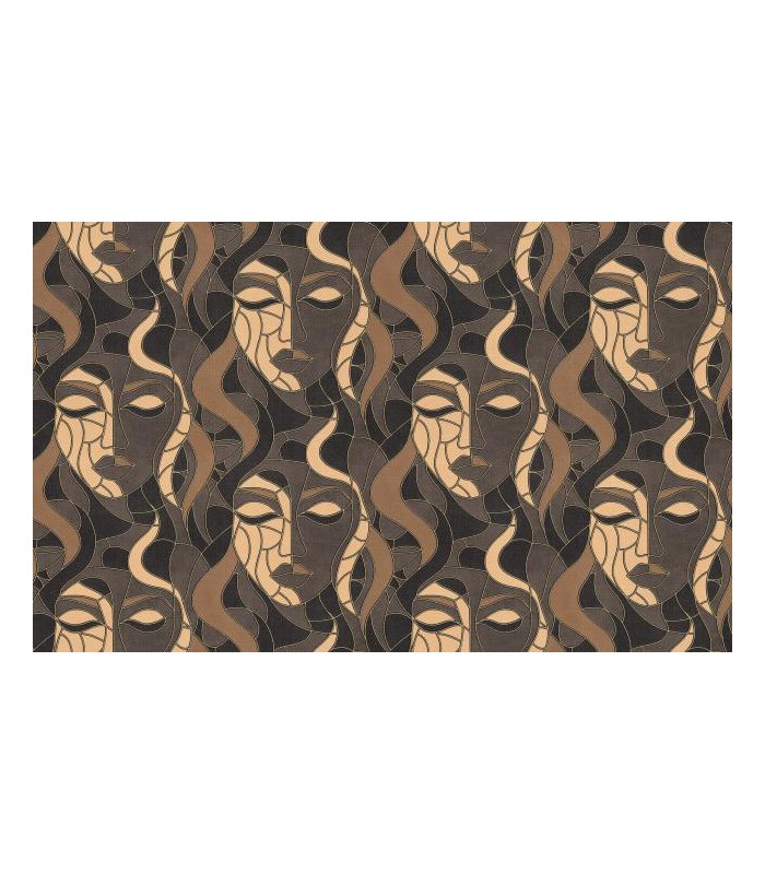 PAPIER PEINT INTISSE MORETTA VISAGE MARRON - ELLE DECORATION 4 - 10 X 1,06M