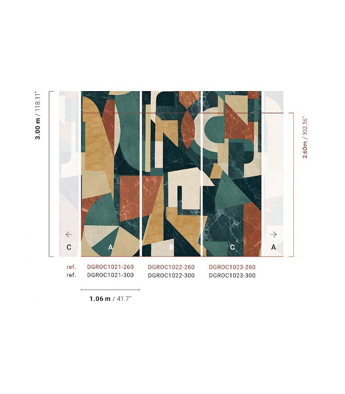 Papier Peint PALAZZI VERDE DGROC1023 260 - Collection ROCK - MASUREEL - REF. DGROC1023 260