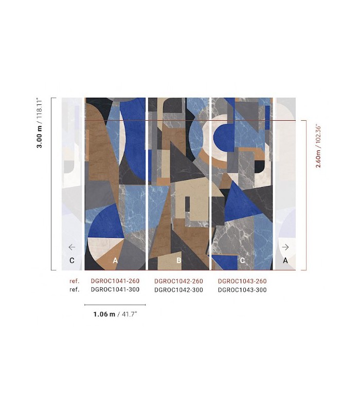 Papier Peint PALAZZI AZUR DGROC1041 260 - Collection ROCK - MASUREEL - REF. DGROC1041 260