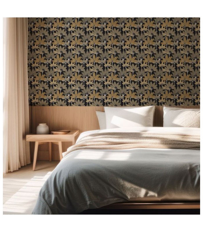 Papier peint BABEL MORDORE NOIR - Collection Babylone - CASADECO - Ref. BBLN89712390