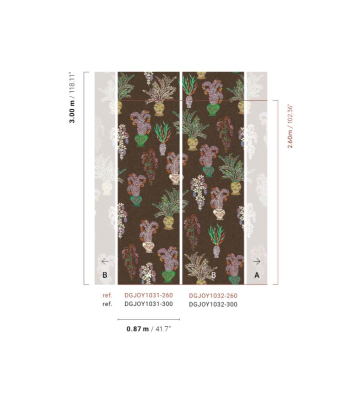 Papier Peint BOUQUET  UMBER DGJOY1032 260 - Collection JOY - MASUREEL - REF. DGJOY1032 260