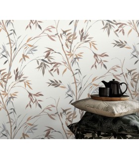 Papier peint Erismann, Collection Martinique - Intissé grainé, Décor : BAMBOU VERT