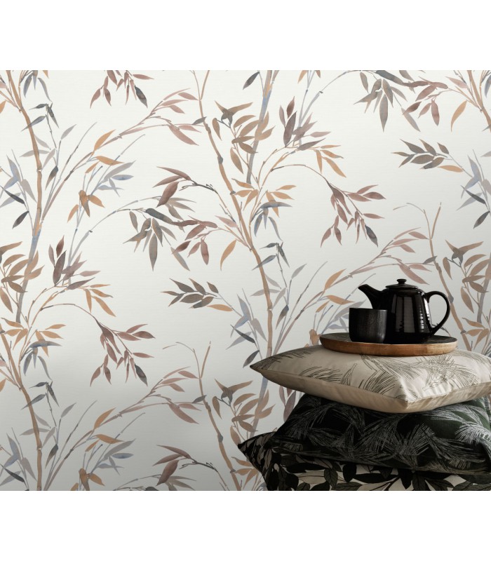 Papier peint Erismann, Collection Martinique - Intissé grainé, Décor : BAMBOU VERT