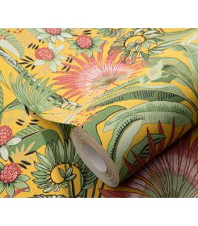 Papier peint Erismann, Collection Martinique - Intissé grainé, Décor : EXOTIC JAUNE