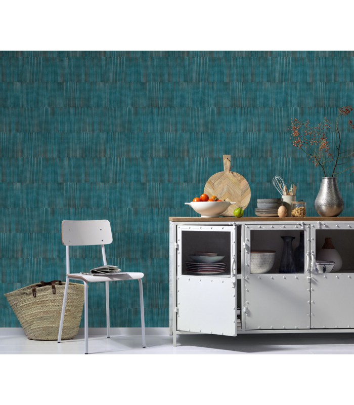 Papier peint Erismann, Collection Martinique - Intissé grainé, Décor : OXIDIZED BLEU