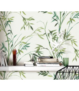 Papier peint Erismann, Collection Martinique - Intissé grainé, Décor : BAMBOU TON MARRON