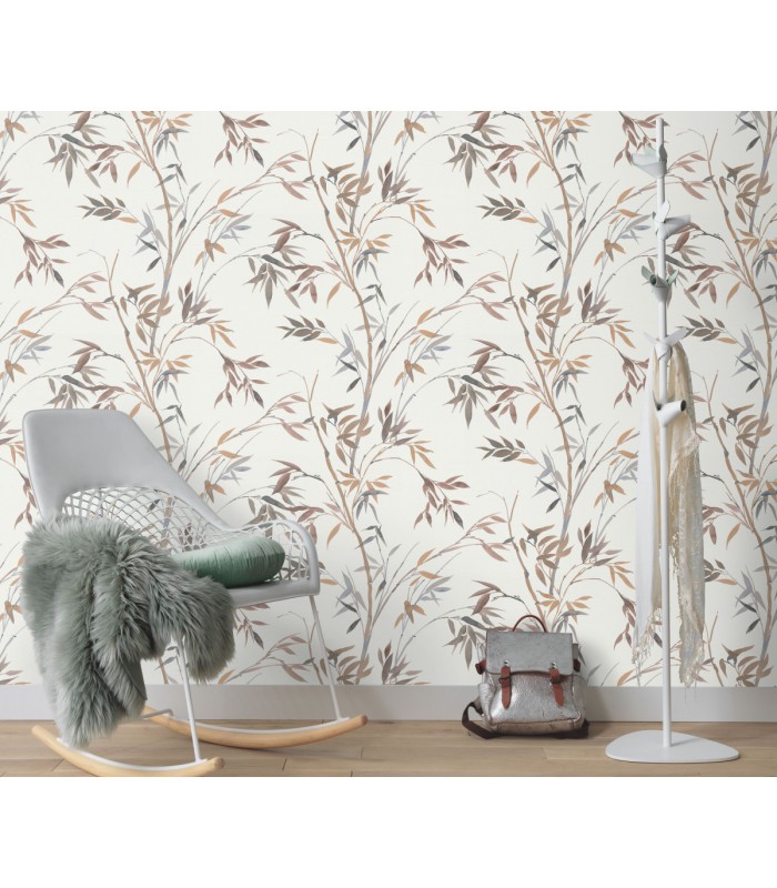 Papier peint Erismann, Collection Martinique - Intissé grainé, Décor : BAMBOU VERT