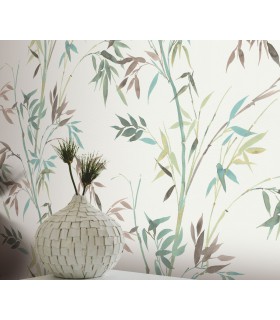 Papier peint Erismann, Collection Martinique - Intissé grainé, Décor : BAMBOU VERT CELADON