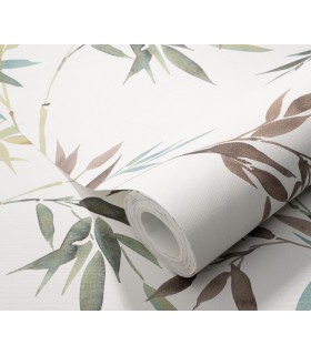 Papier peint Erismann, Collection Martinique - Intissé grainé, Décor : BAMBOU VERT CELADON