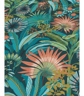 Papier peint Erismann, Collection Martinique - Intissé grainé, Décor : EXOTIC BLEU FONCE