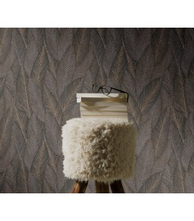 Papier peint Erismann, Collection Martinique - Intissé grainé, Décor : RETREAT MARRON