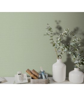 Papier peint Erismann - La Terrasse uni effet textile vert clair - 1026235