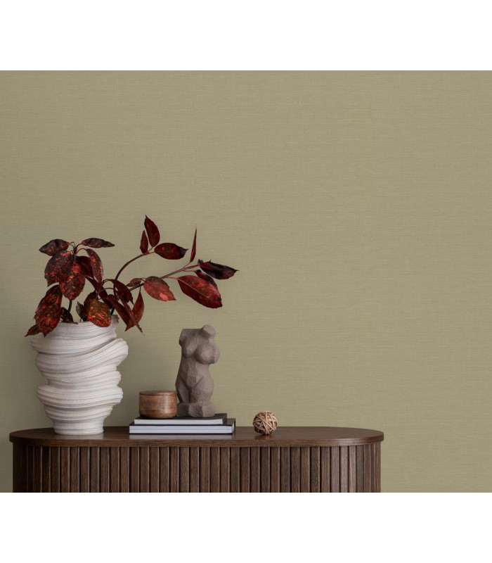 Papier peint Erismann - La Terrasse uni effet textile vert kaki - 1026236