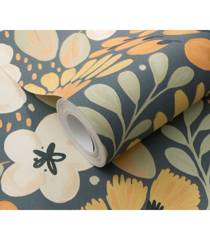 Papier peint Erismann - La Terrasse floral Bleu gris - 1051808