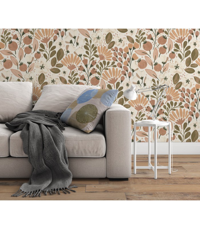Papier peint Erismann - La Terrasse floral terracotta -1051811