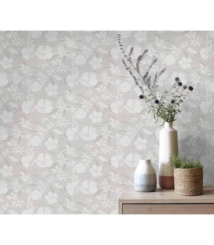 Papier peint Erismann - La Terrasse floral - Gris clair - 1051910