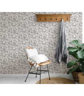 Papier peint Erismann - La Terrasse floral - noir et blanc - 1051915