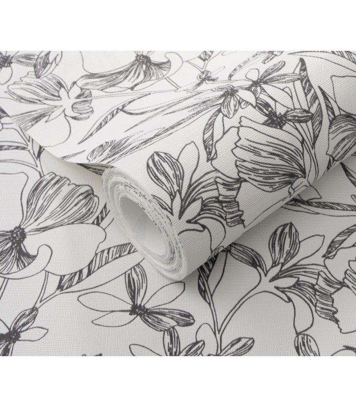 Papier peint Erismann - La Terrasse floral - noir et blanc - 1051915