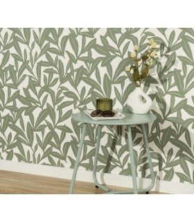 Papier peint Erismann - La Terrasse - feuillage vert sauge - 1052107