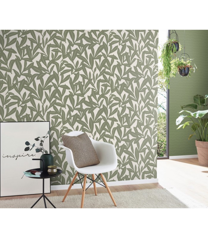 Papier peint Erismann - La Terrasse - feuillage vert sauge - 1052107
