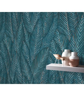 Papier peint Erismann, Collection Martinique - Intissé grainé, Décor : RETREAT BLEU