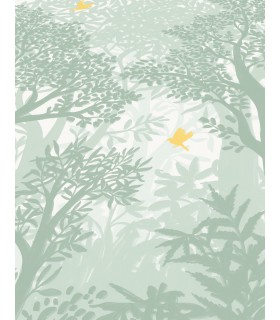 Papier peint Erismann - La Terrasse végétal - Décor végétal vert sauge - 220520101