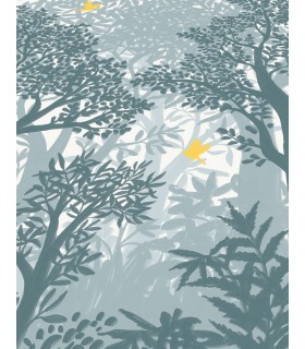 Papier peint Erismann - La Terrasse végétal - Décor végétal bleu gris -  220500101