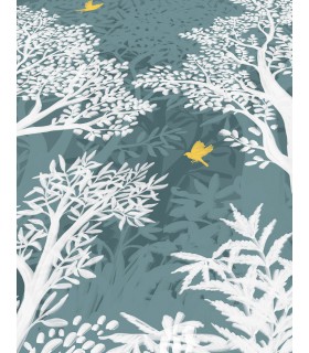 Papier peint Erismann - La Terrasse végétal - Décor végétal bleu vert - 220510101