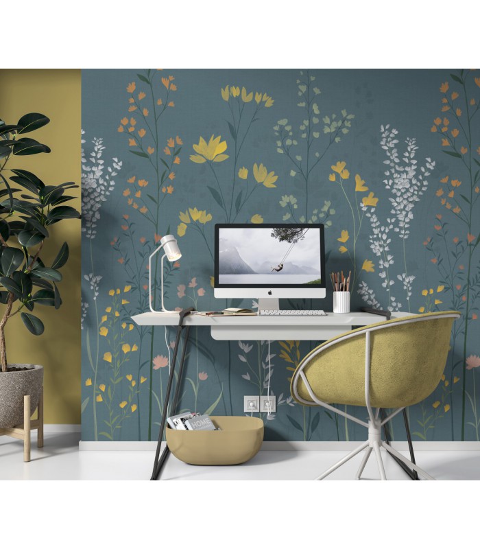 Papier peint Erismann - La Terrasse floral - Bleu gris - 220550101