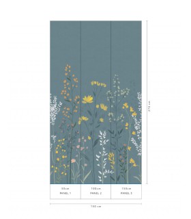 Papier peint Erismann - La Terrasse floral - Bleu gris - 220550101